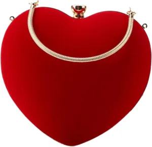 1 PC Stylish Heart Shape Clutch Bag for Women Evening Handbag Red Charming Handheld Purse for Parties and Events No Chain Included/2881