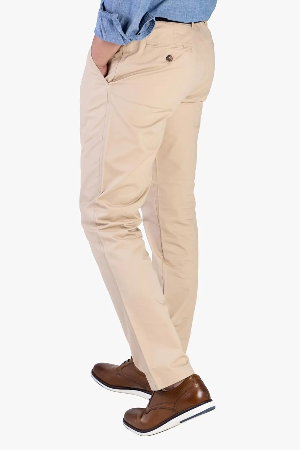 100% Cotton Slim Fit Men's Chino Pants Comfortable and Durable Work Pants, Ideal for Office or Casual Wear