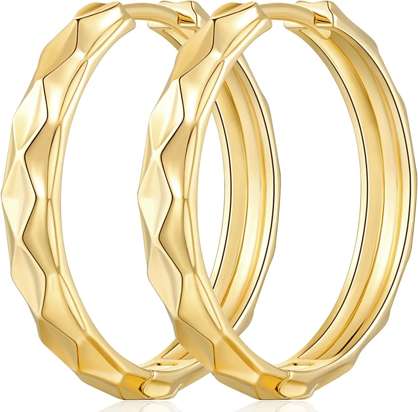 14K Gold Hoop Earrings for Women 14K Gold Huggie Earring Small Earrings for Womens Easy to Style 15/25MM