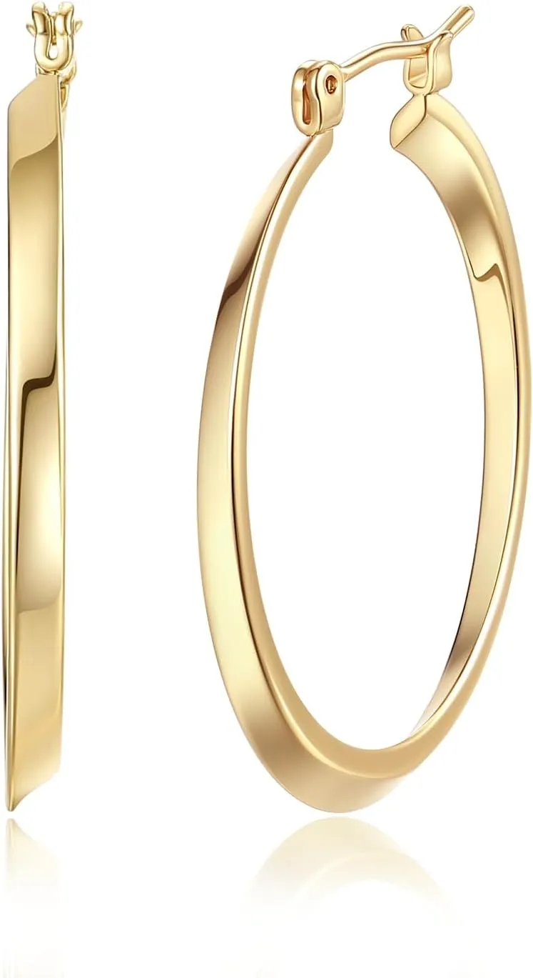 14K Gold Hoop Earrings for Women Trendy Gold Earrings Polished Chunky Hoop Earring Classic Dainty Womens Earring Hoops Valentines Day/Mother's Day/Christmas Gifts for Her