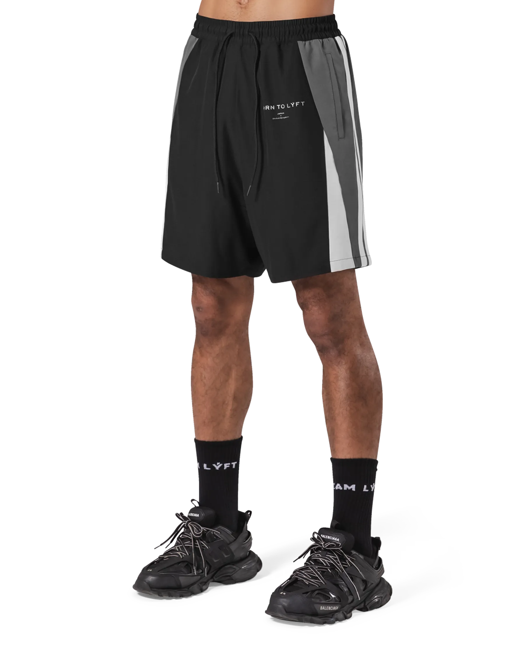 2Line Wide Shorts - Black