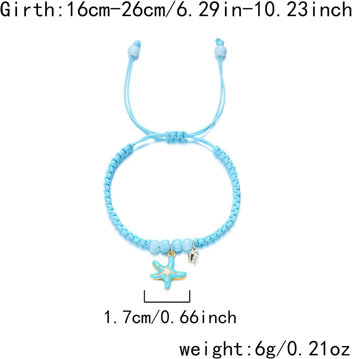 2Pcs Handmade Braided Starfish Shell Couple Friendship Charm Bracelets Bohemia Glass Beaded Starfish Shell Matching Bracelets Boho Vacation Strand Bangle for Women Men Relationship Jewelry Gift
