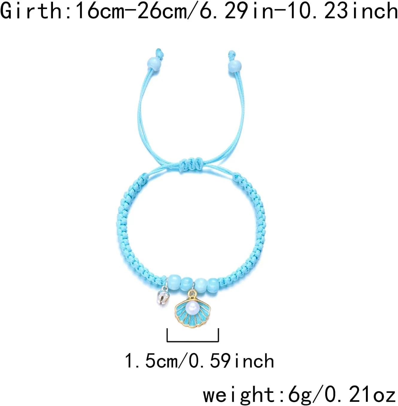 2Pcs Handmade Braided Starfish Shell Couple Friendship Charm Bracelets Bohemia Glass Beaded Starfish Shell Matching Bracelets Boho Vacation Strand Bangle for Women Men Relationship Jewelry Gift