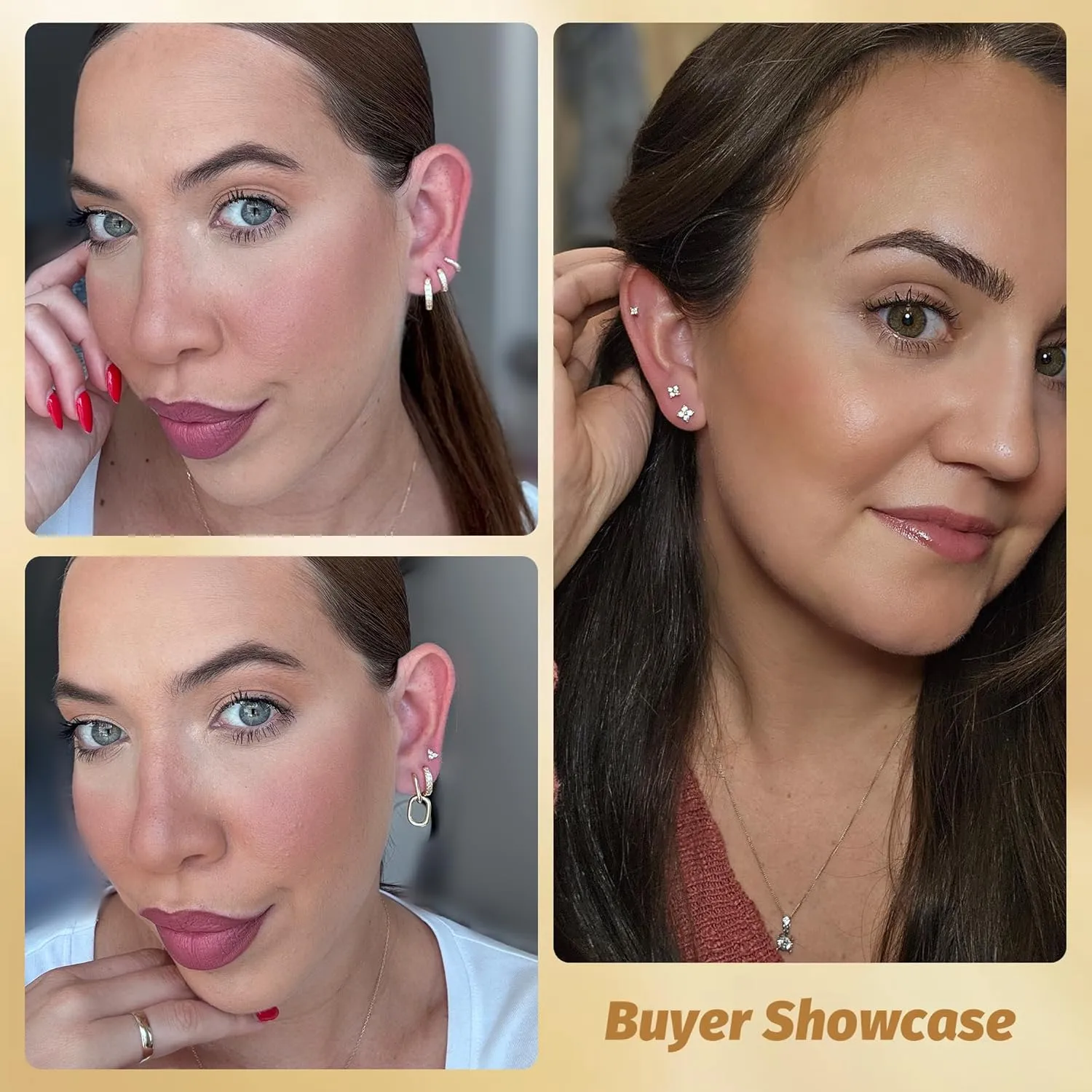 3 Pair Small Gold Cartilage Earrings Set for Women, Huggie Hoop Earrings Conch Helix Jewelry as Gold Earrings for Multiple Piercing, Tiny Stud Earrings as Cute Jewelry for Woman Daily Wear