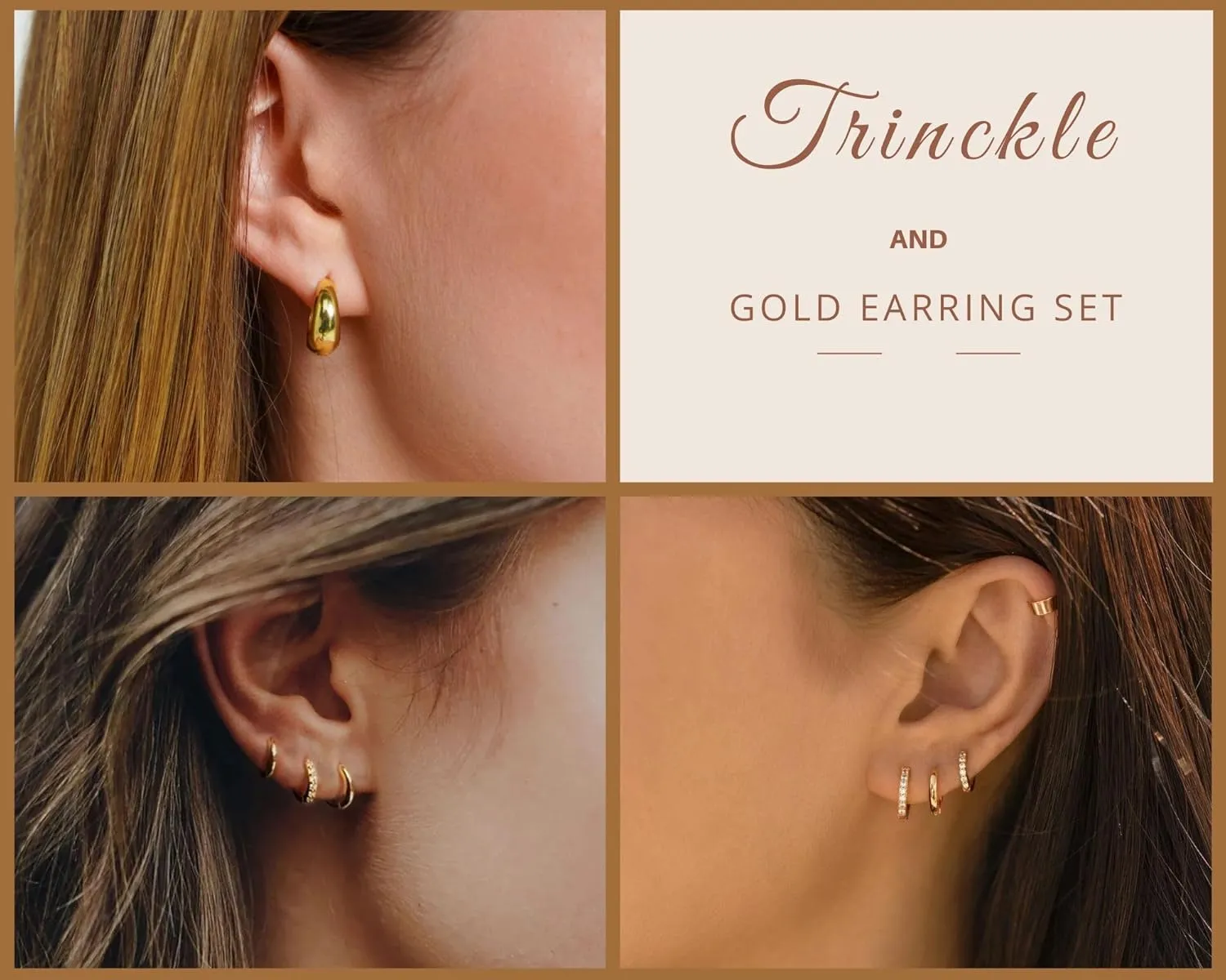 3 Pair Small Gold Cartilage Earrings Set for Women, Huggie Hoop Earrings Conch Helix Jewelry as Gold Earrings for Multiple Piercing, Tiny Stud Earrings as Cute Jewelry for Woman Daily Wear