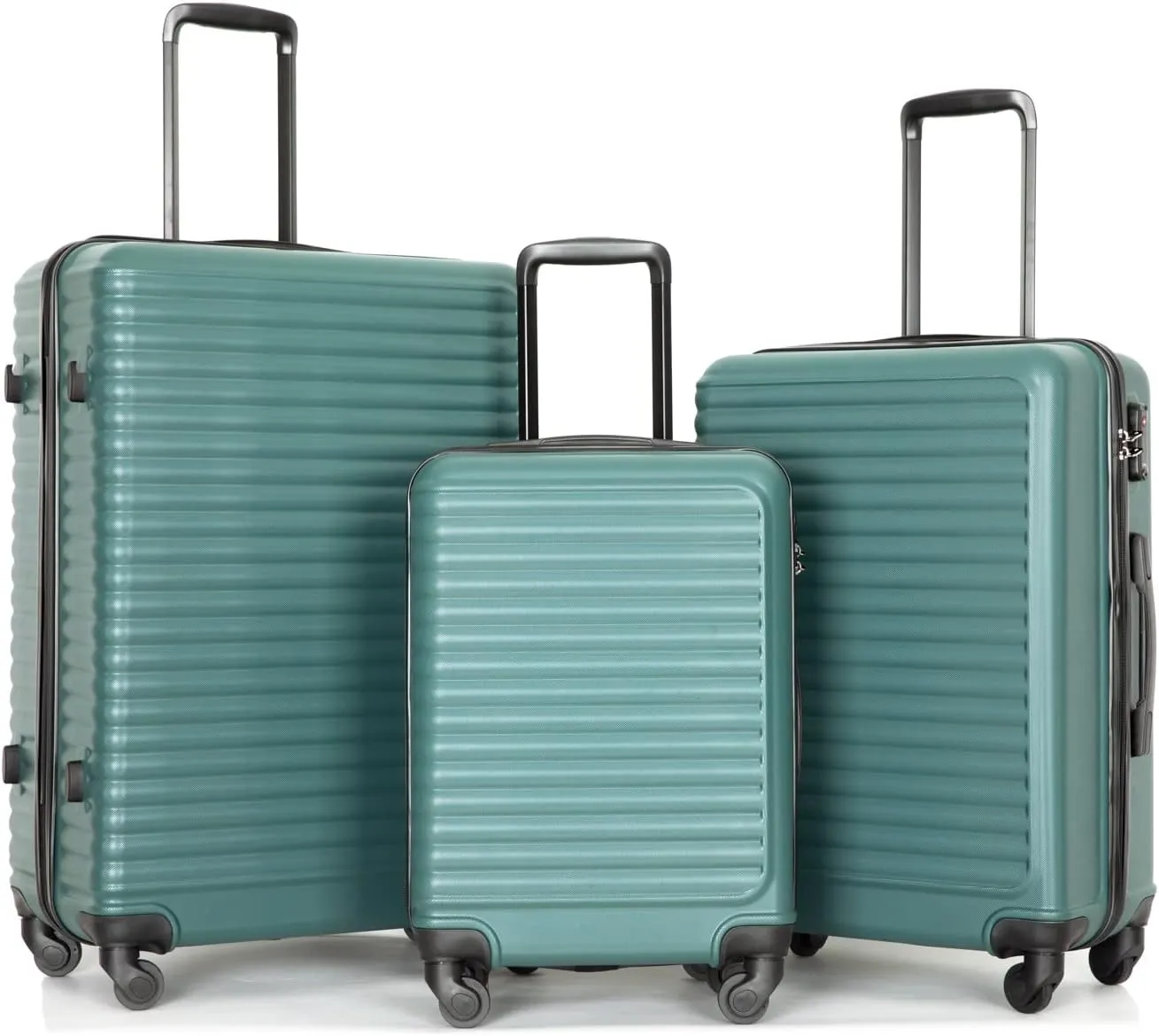 3 Piece Luggage Set Lightweight ABS Suitcase with Spinner Wheels, Green