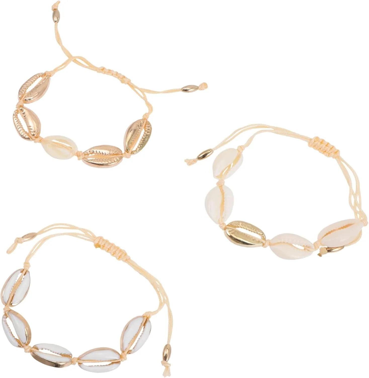 3Pcs Shell Bracelet Anklet for Women Beachy Boho Jewelry Minimalist Summer Accessories present for Teens Friends Stylish Shell Charms