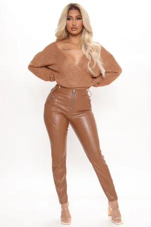 A Real Baddie Faux Leather Pants - Cognac