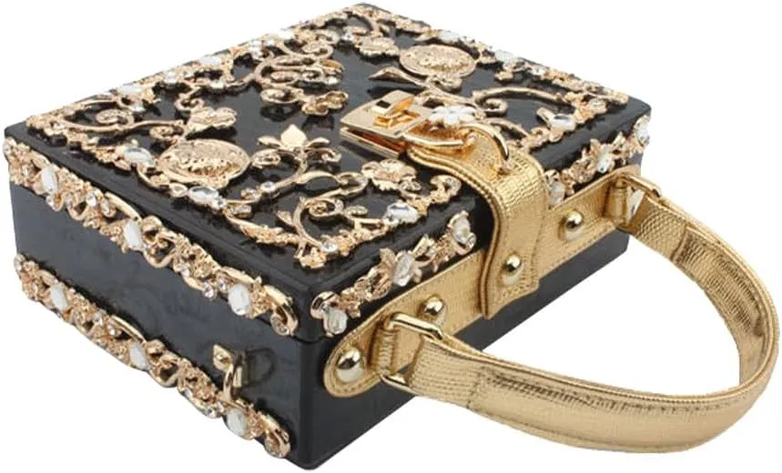 Acrylic Purse Clutch Bags Perspex Carved Bag Evening Handbags for Women Crystal Crossbody Shoulder Purse Wedding