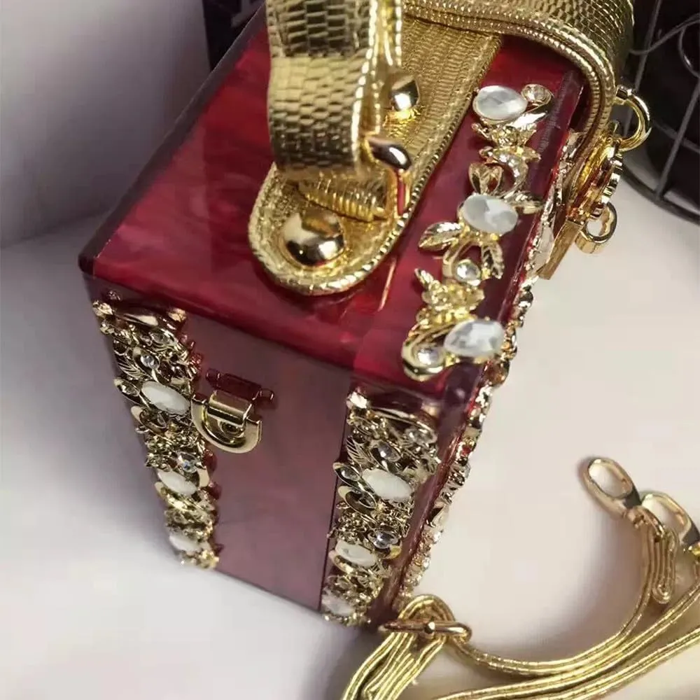 Acrylic Purse Clutch Bags Perspex Carved Bag Evening Handbags for Women Crystal Crossbody Shoulder Purse Wedding