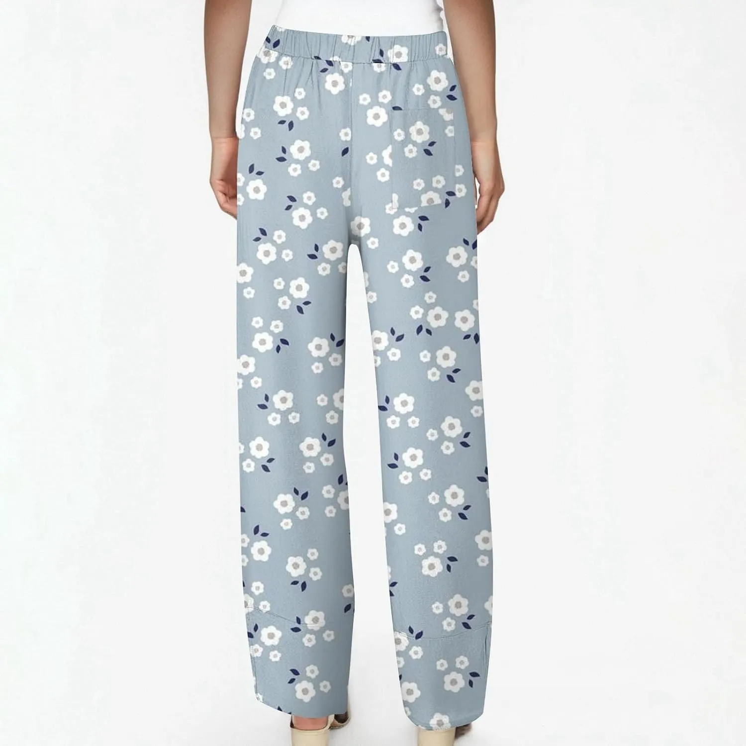 ADHOWBEW Dress Pants Women Palazzo Baggy Summer Relaxed Fit 2025 Bohemian Style Dressy Bottoms