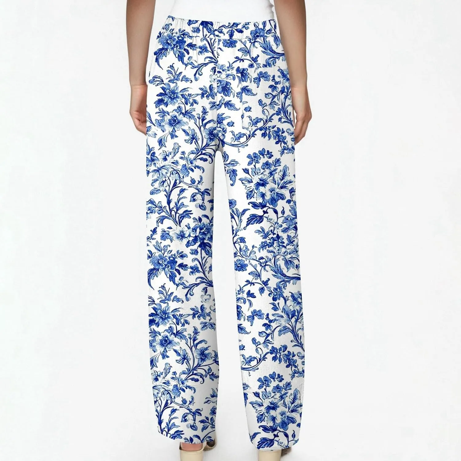 ADHOWBEW Dress Pants Women Palazzo Baggy Summer Relaxed Fit 2025 Bohemian Style Dressy Bottoms