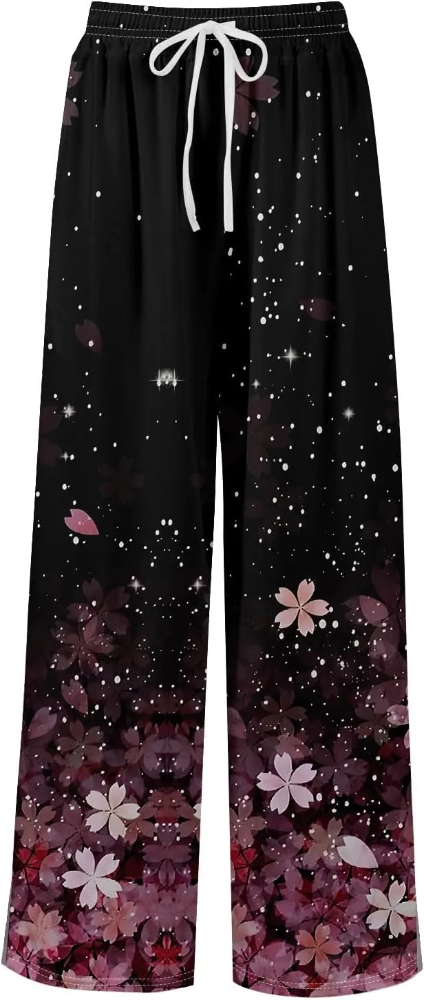 ADHOWBEW Plus Size Pants for Women Casual Relaxed Fit 2025 High Waist Summer Elastic Waist Dressy Bottoms