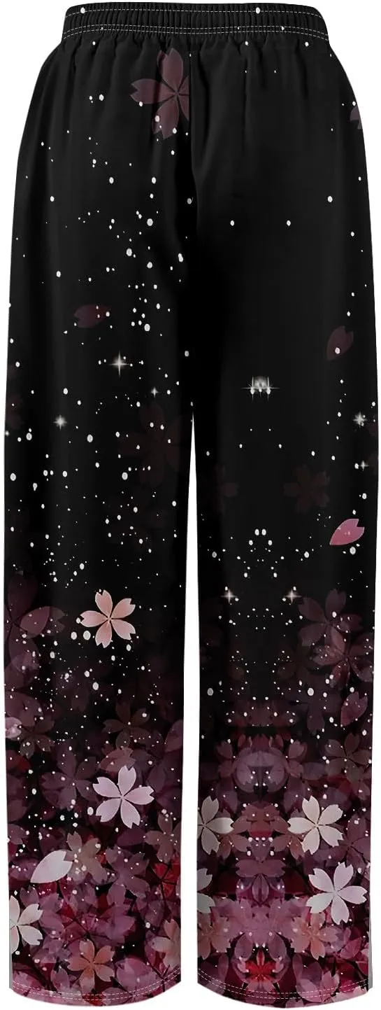 ADHOWBEW Plus Size Pants for Women Casual Relaxed Fit 2025 High Waist Summer Elastic Waist Dressy Bottoms