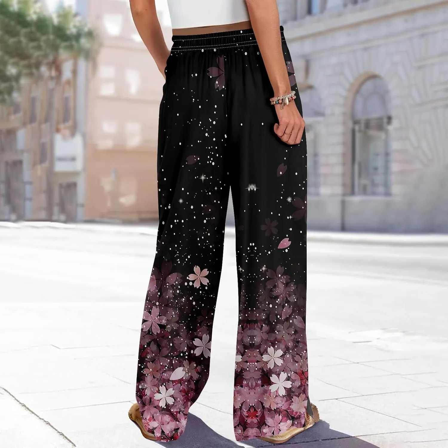 ADHOWBEW Plus Size Pants for Women Casual Relaxed Fit 2025 High Waist Summer Elastic Waist Dressy Bottoms