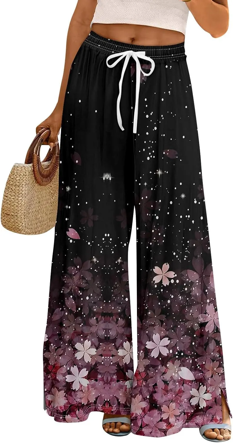 ADHOWBEW Plus Size Pants for Women Casual Relaxed Fit 2025 High Waist Summer Elastic Waist Dressy Bottoms