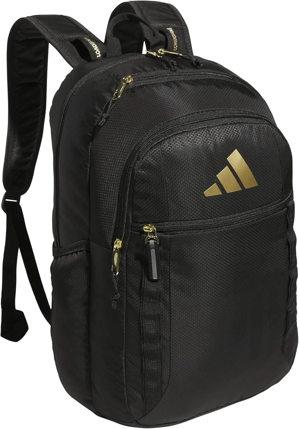 adidas Excel Backpack, Durable Large Athletic Laptop Bag, Black/Gold Metallic/Black, One Size