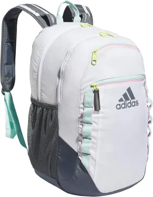 adidas Excel Backpack, Durable Large Athletic Laptop Bag, White/Semi Flash Aqua Blue/Orchid Fusion Purple, One Size