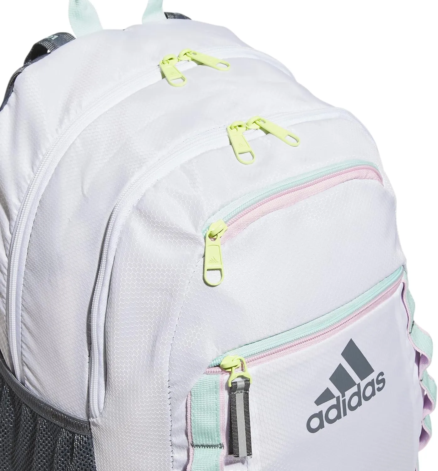 adidas Excel Backpack, Durable Large Athletic Laptop Bag, White/Semi Flash Aqua Blue/Orchid Fusion Purple, One Size