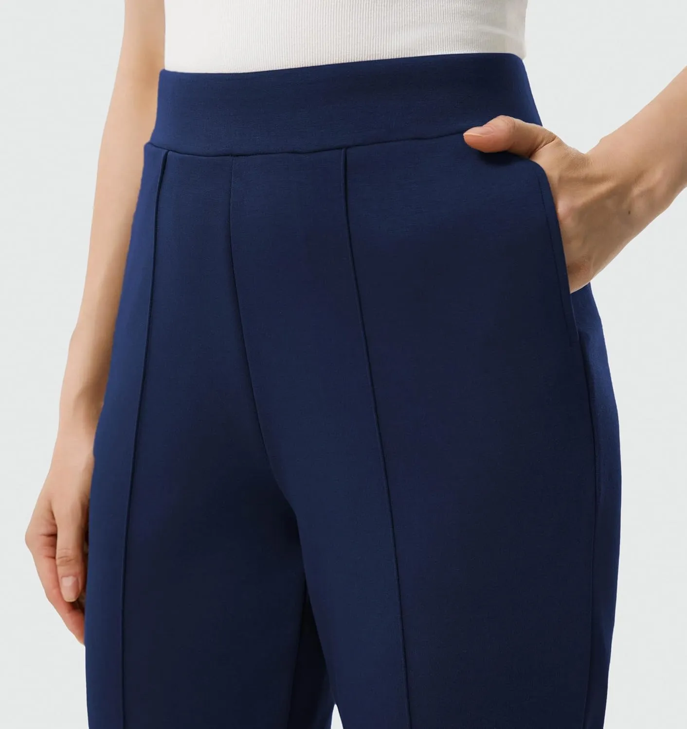 AFITNE Womens High Waisted Dress Casual Pants Stretchy Pull On Work Business Slacks Comfy Office Trousers with Pockets