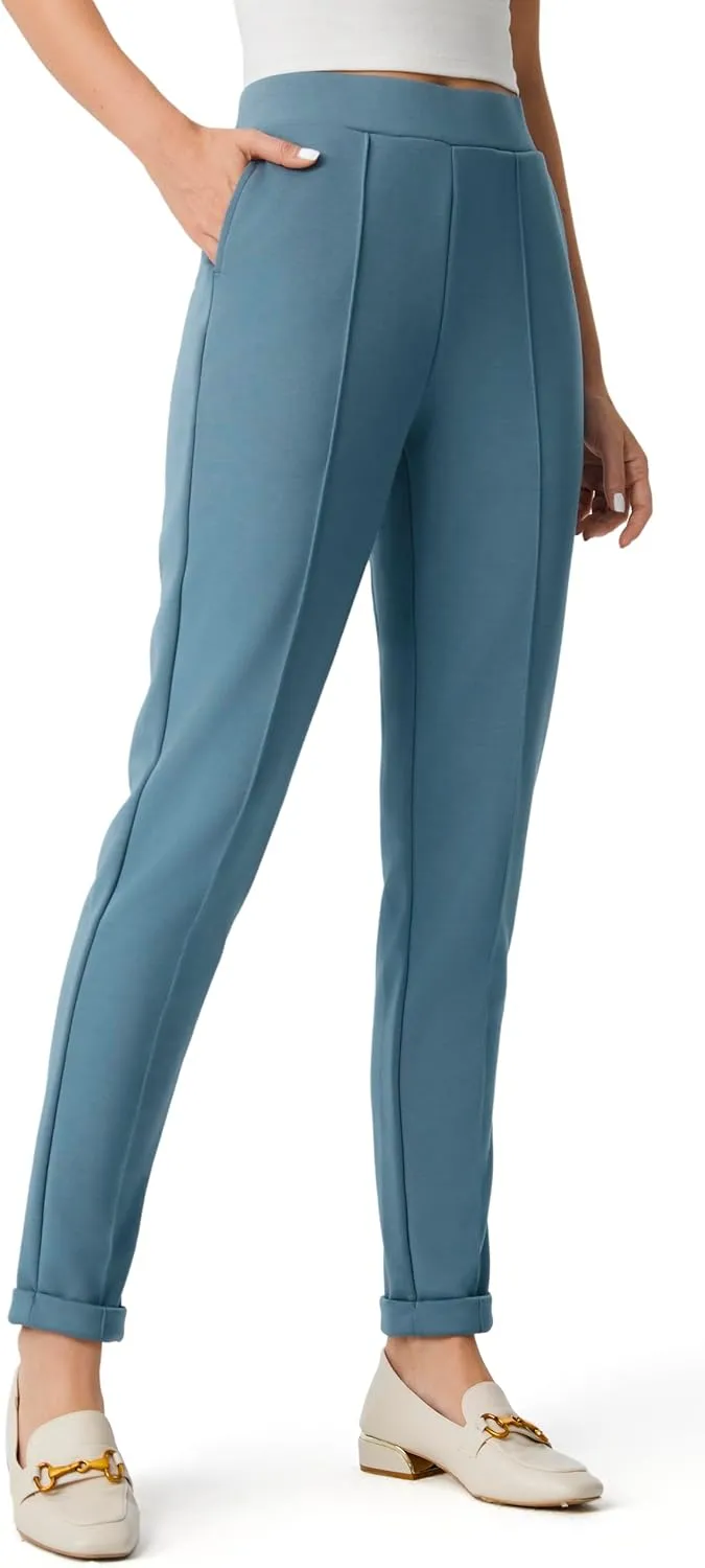 AFITNE Womens High Waisted Dress Casual Pants Stretchy Pull On Work Business Slacks Comfy Office Trousers with Pockets