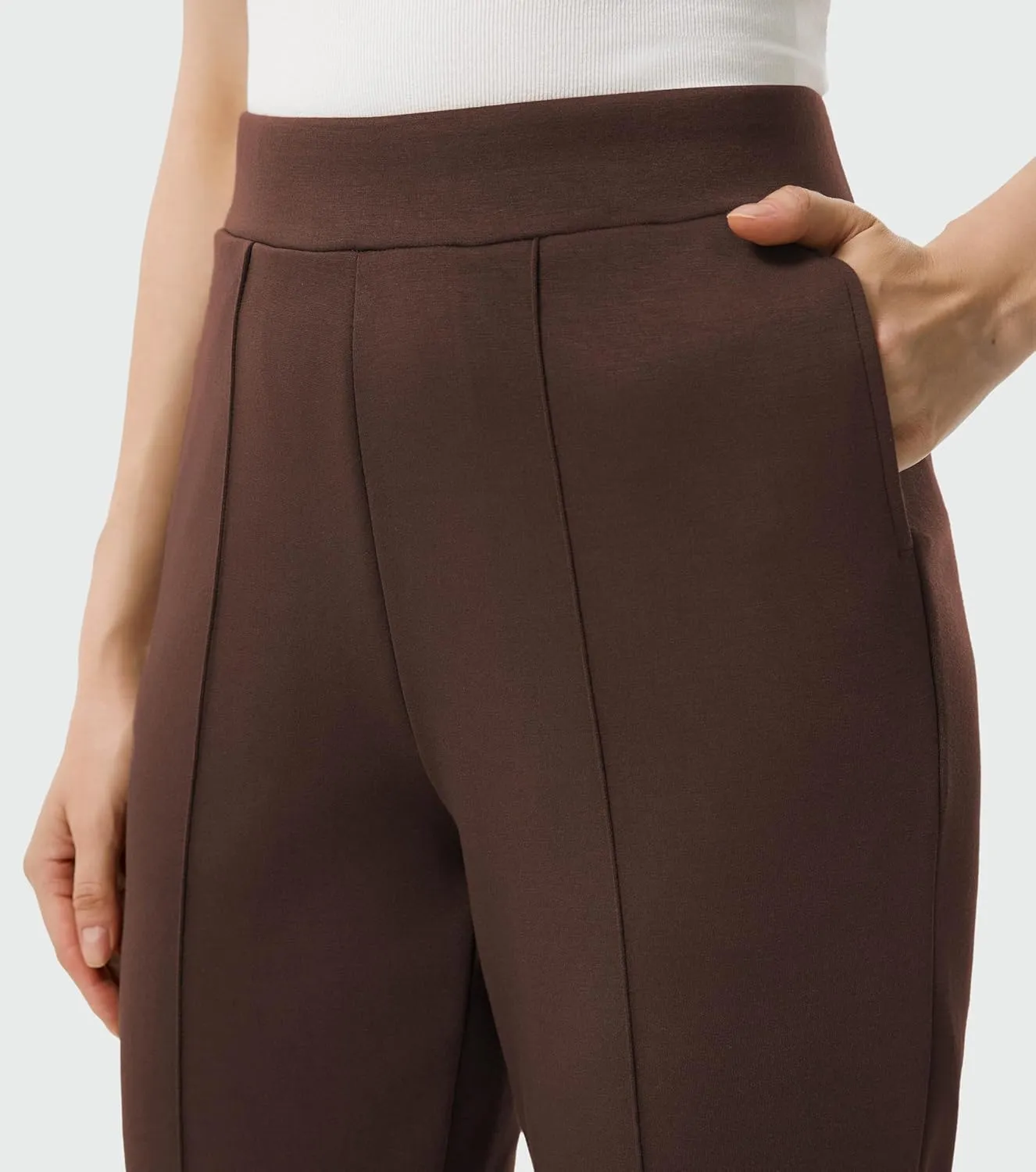 AFITNE Womens High Waisted Dress Casual Pants Stretchy Pull On Work Business Slacks Comfy Office Trousers with Pockets