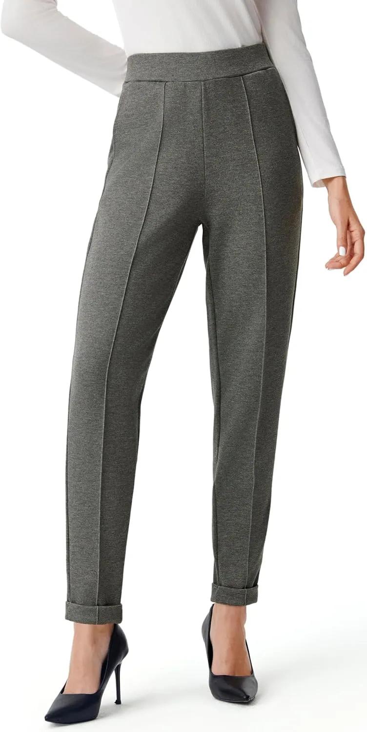 AFITNE Womens High Waisted Dress Casual Pants Stretchy Pull On Work Business Slacks Comfy Office Trousers with Pockets