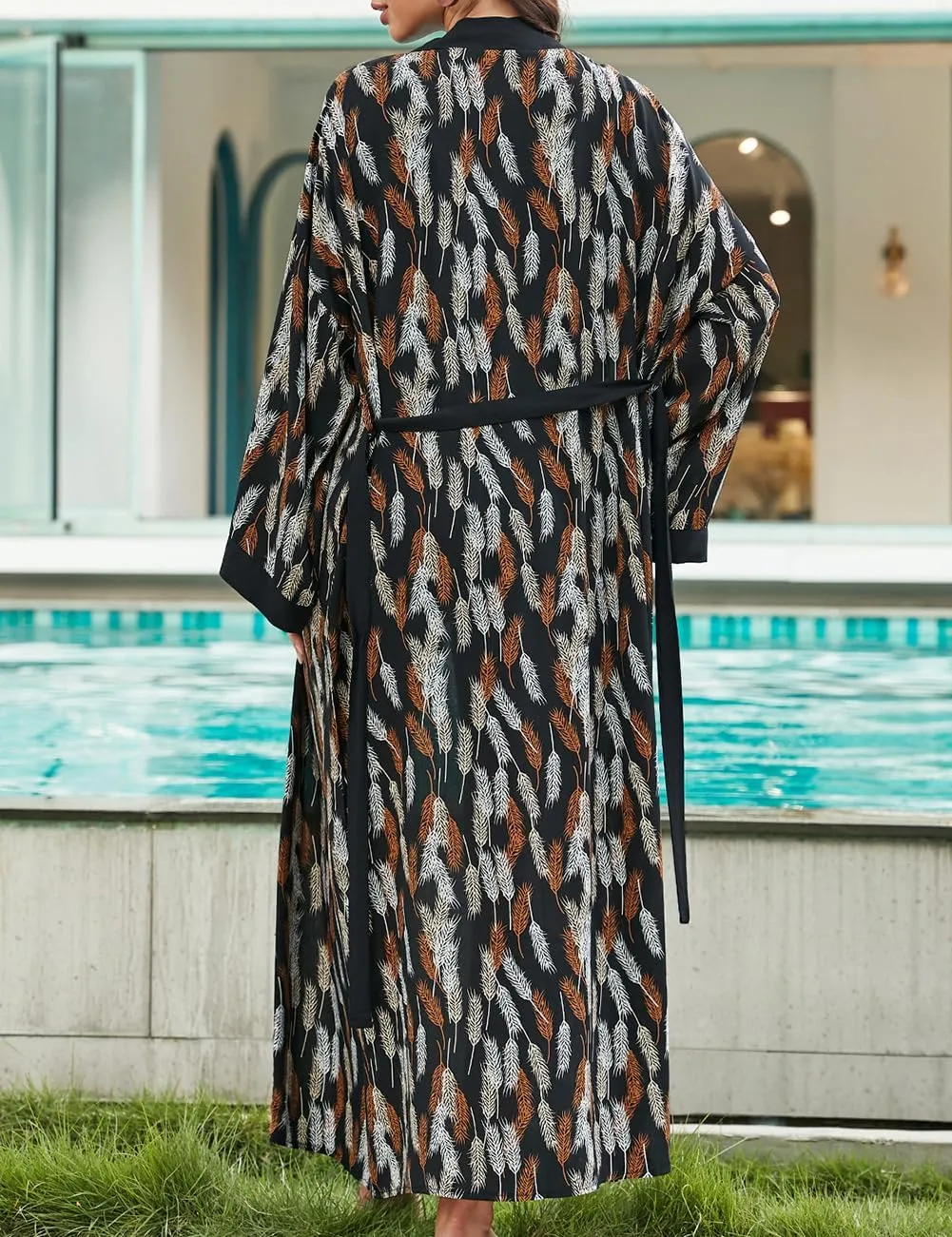 AILUNSNIKA Sexy Kimono Cardigans Swimsuit Coverup for Women V-Neck Pool Cover Up Casual Open Front Kimono Dress