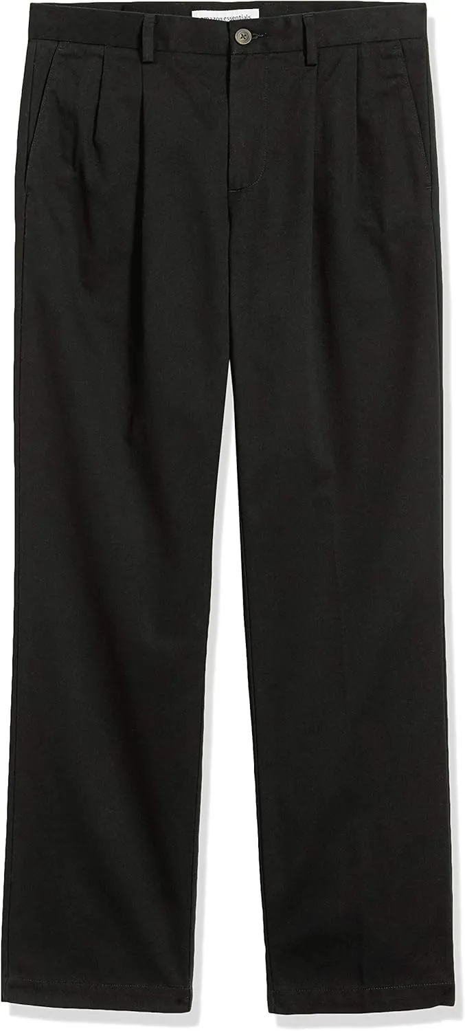 Amazon Essentials Men's Classic-Fit Wrinkle-Resistant Pleated Chino Pant (Available in Big & Tall)