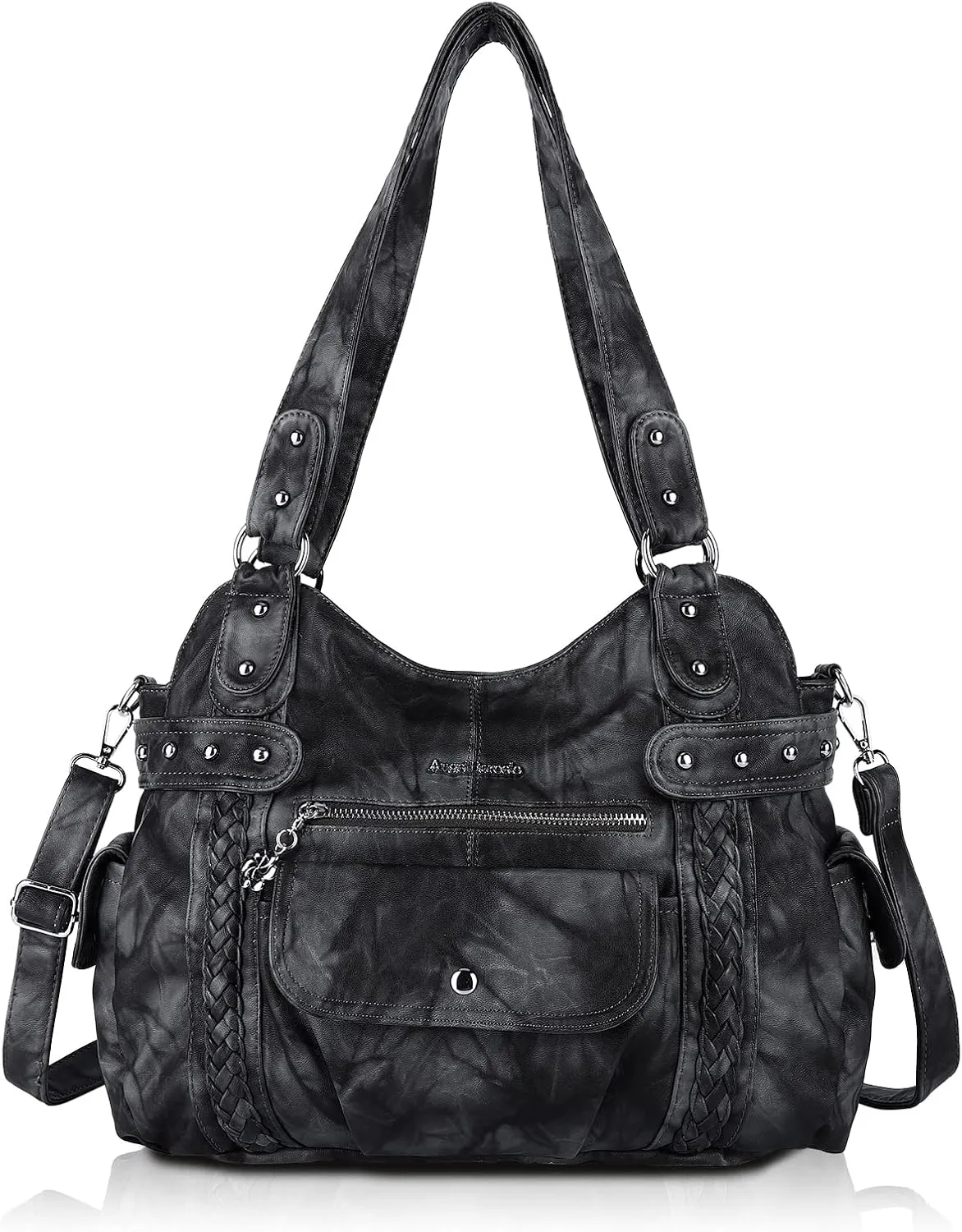 Angel Barcelo Roomy Fashion Hobo Womens Handbags Ladies Purse Satchel Shoulder Bags Tote Washed Leather Bag
