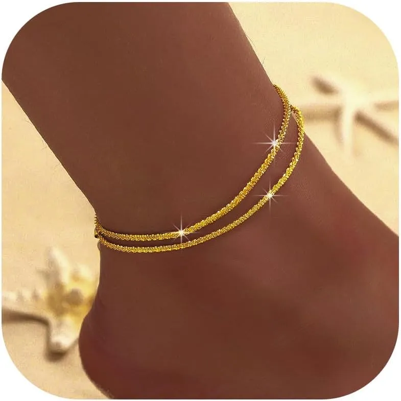 Ankle Bracelets for Women Silver Anklets Waterproof Rhinestone Sparkling Anklets Summer Beach Trendy Jewelry Party Prom Dress Accessories