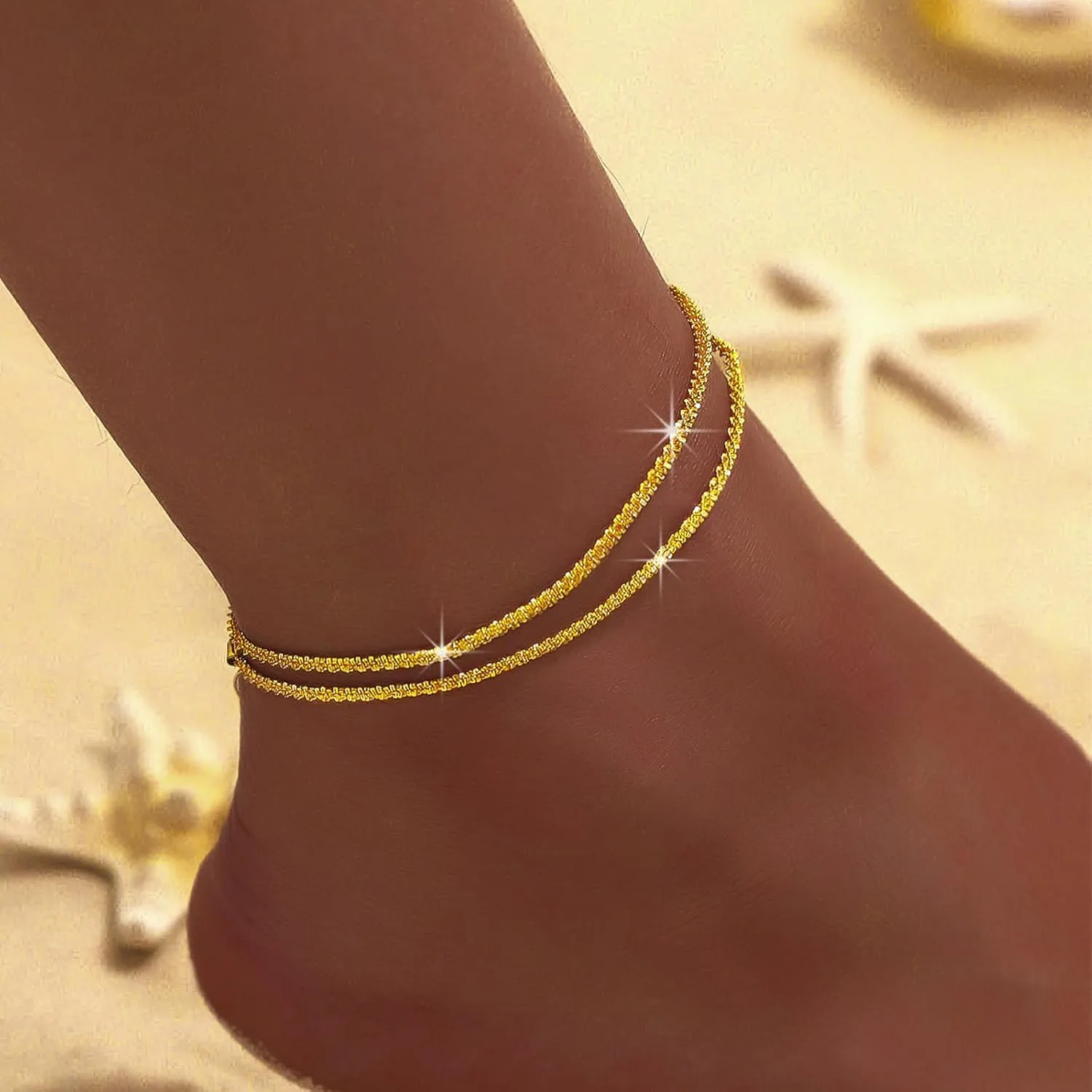 Ankle Bracelets for Women Silver Anklets Waterproof Rhinestone Sparkling Anklets Summer Beach Trendy Jewelry Party Prom Dress Accessories