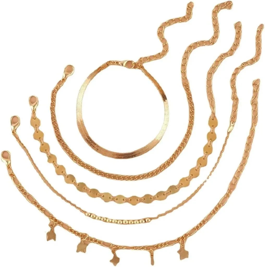 Anklet Bracelets for Wwomen Sea Shell Ankle Bracelets Summer Surfer Anklets Gold Chain Ankle Set Beach Outfits Accessories Summer Jewelry Gifts