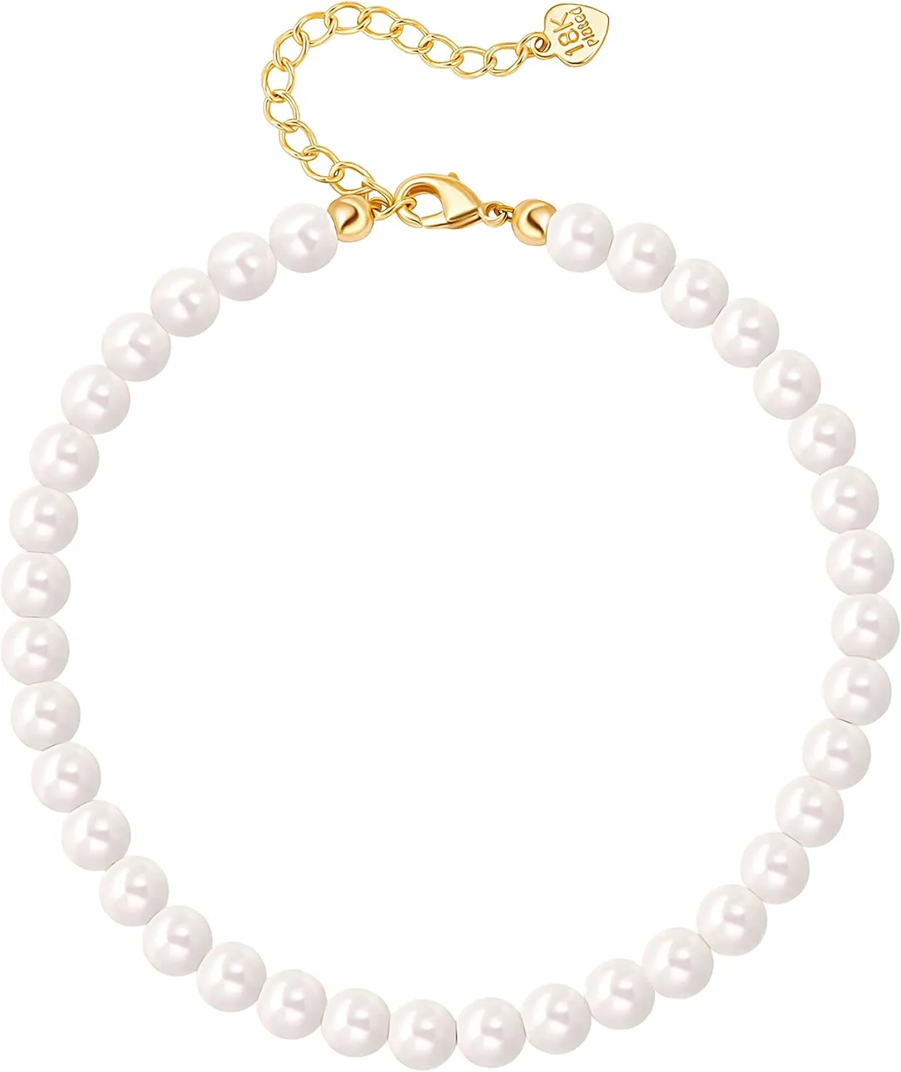 Aobei Pearl Handmade Pearl Beads Anklets for Women Adjustable White Beaded Ankle Bracelet for Wedding Gift