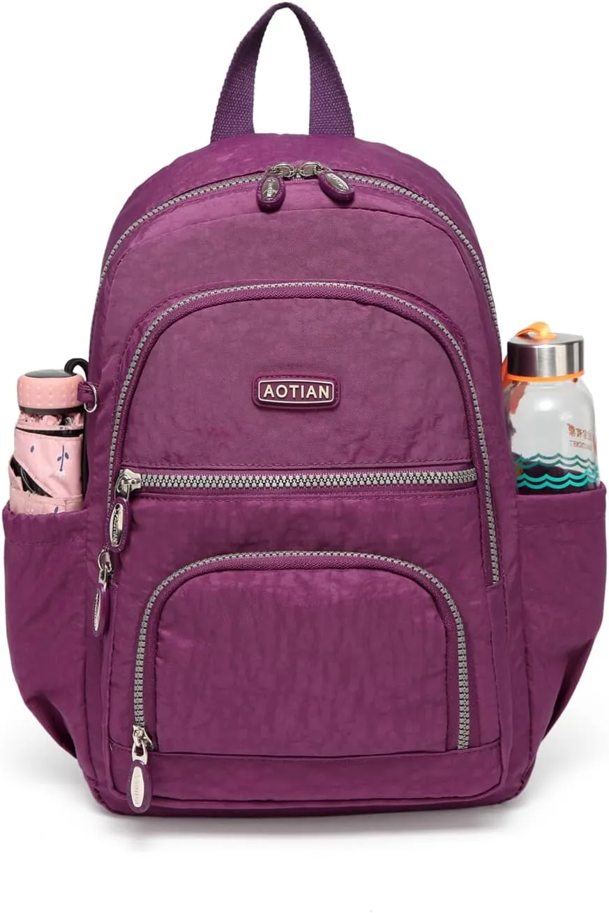 AOTIAN Mini Daypack with Anti-Theft Back Zipper Pocket, Durable Small Lightweight Backpack for Women Girls & Boys Hiking Travel Sports, Height 13 inches
