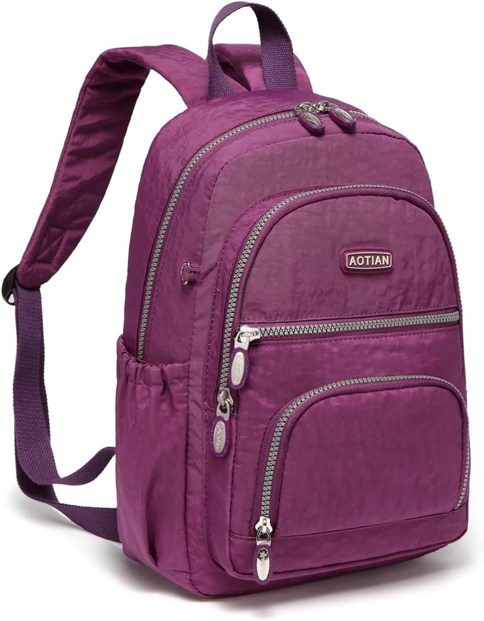 AOTIAN Mini Daypack with Anti-Theft Back Zipper Pocket, Durable Small Lightweight Backpack for Women Girls & Boys Hiking Travel Sports, Height 13 inches