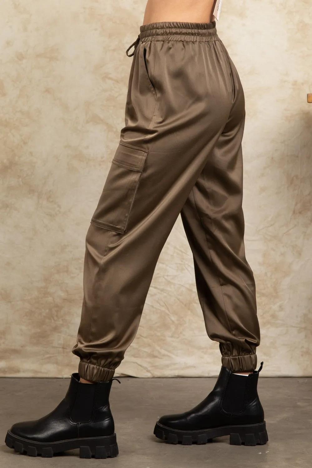 Aria Soft Satin Cargo Joggers
