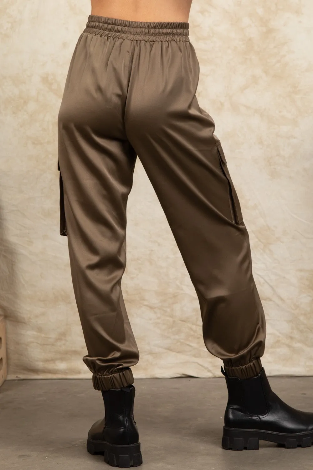 Aria Soft Satin Cargo Joggers