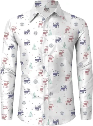 Arvilhill Men's Christmas Button Shirts Long Sleeve Ugly Xmas Shirts (S-3XL)