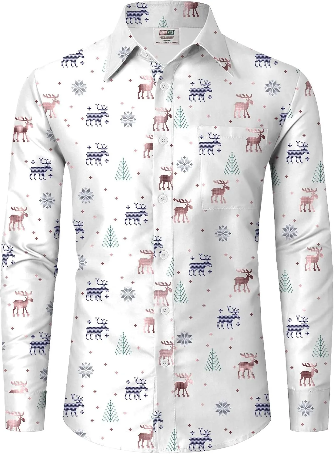 Arvilhill Men's Christmas Button Shirts Long Sleeve Ugly Xmas Shirts (S-3XL)