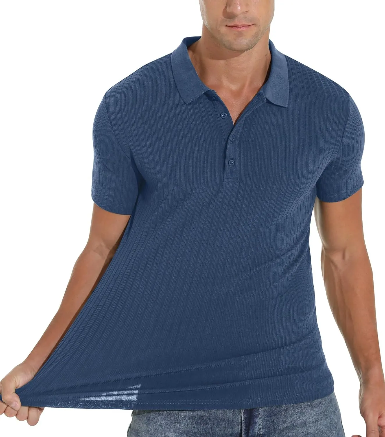 Askdeer Men's Polo Shirts Long/Short Sleeve Slim Fit Casual Shirts Classic Stretch Polo T Shirt Golf Shirts