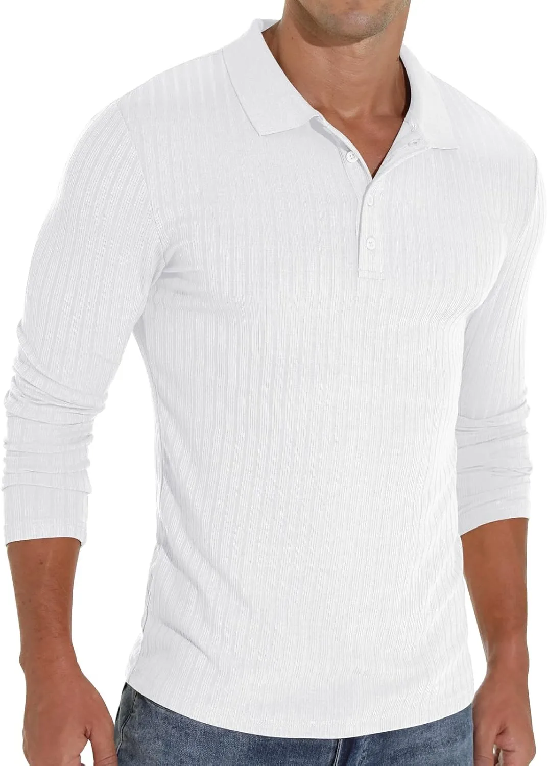 Askdeer Men's Polo Shirts Long/Short Sleeve Slim Fit Casual Shirts Classic Stretch Polo T Shirt Golf Shirts