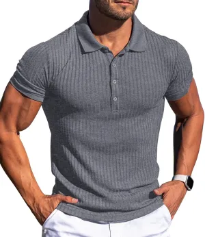 Askdeer Men's Polo Shirts Long/Short Sleeve Slim Fit Casual Shirts Classic Stretch Polo T Shirt Golf Shirts