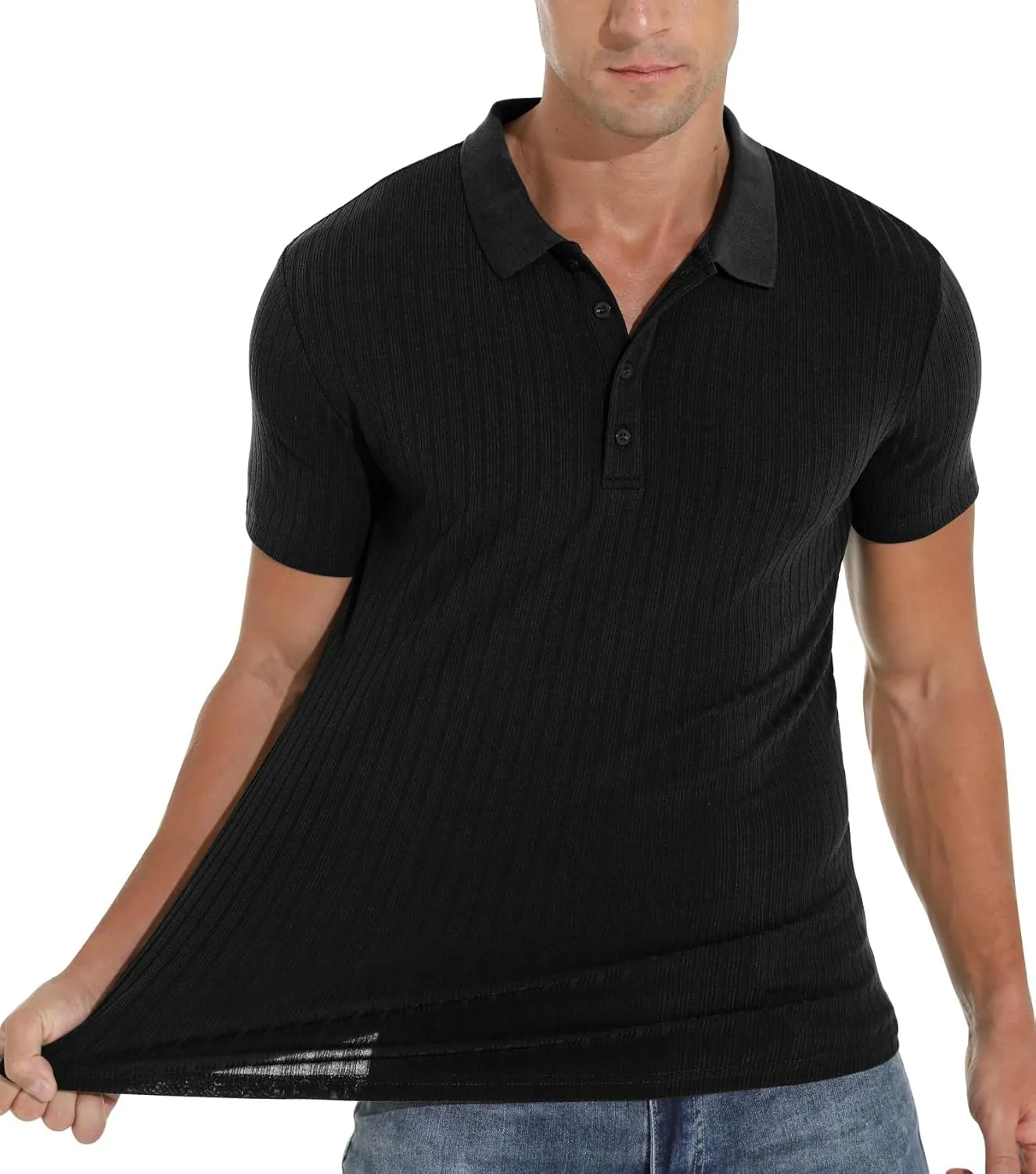 Askdeer Men's Polo Shirts Long/Short Sleeve Slim Fit Casual Shirts Classic Stretch Polo T Shirt Golf Shirts
