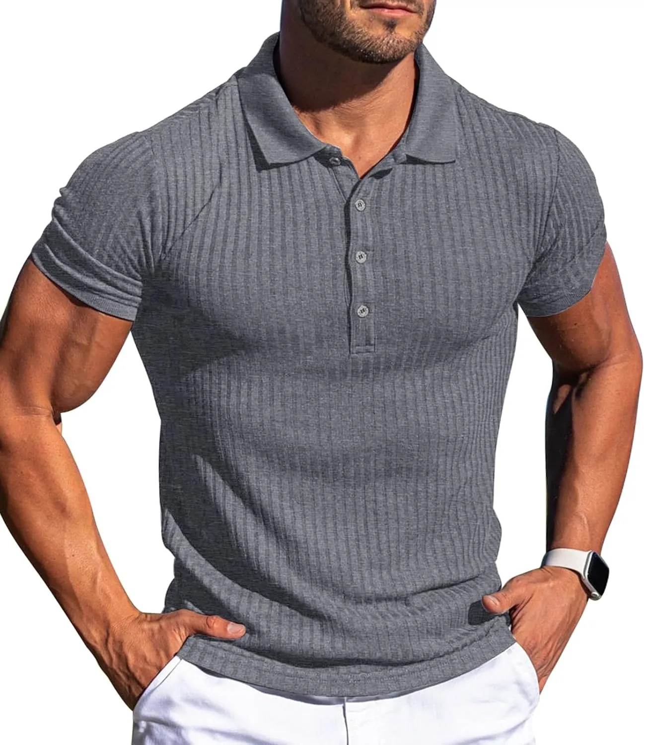 Askdeer Men's Polo Shirts Long/Short Sleeve Slim Fit Casual Shirts Classic Stretch Polo T Shirt Golf Shirts