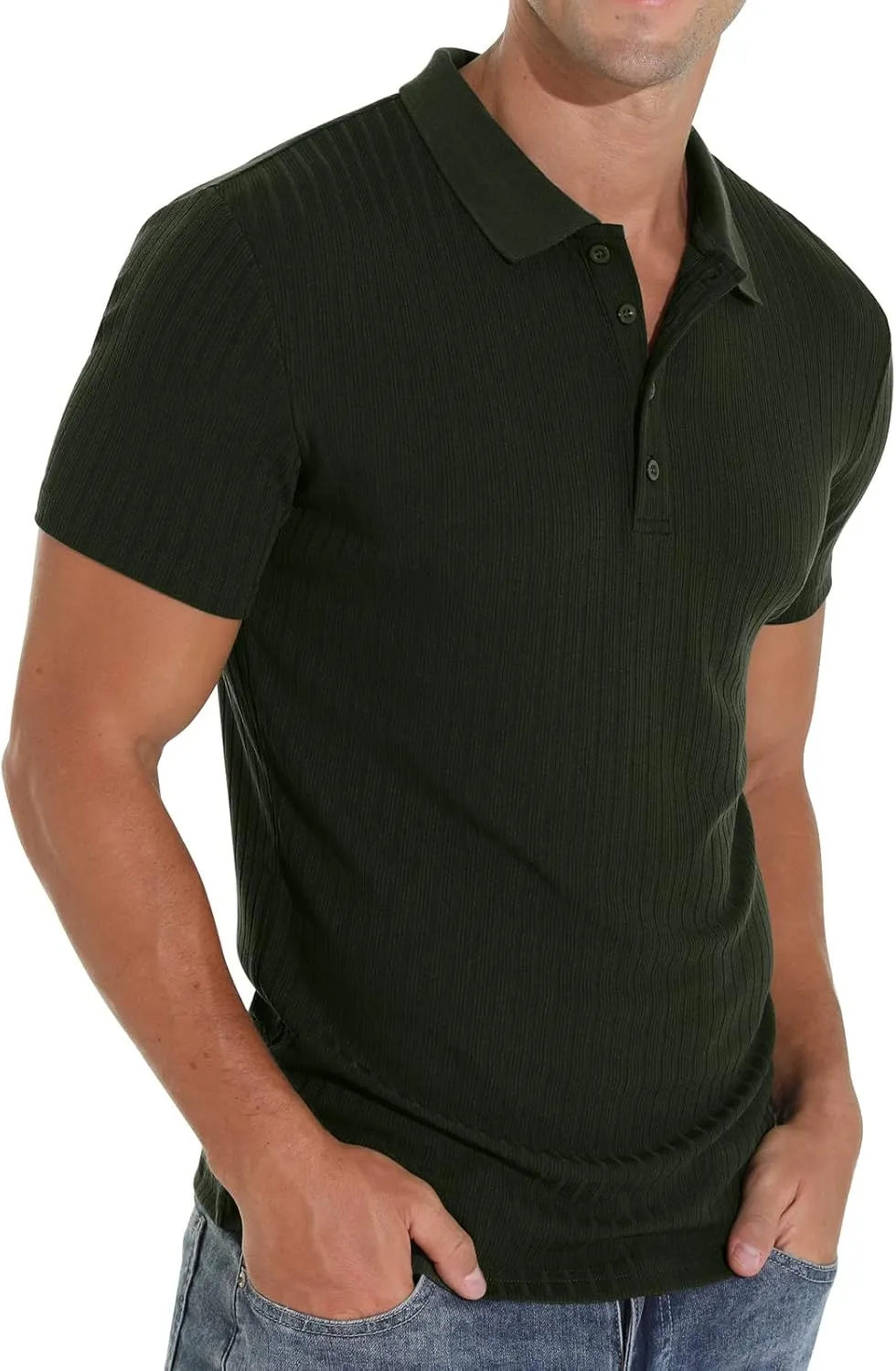 Askdeer Men's Polo Shirts Long/Short Sleeve Slim Fit Casual Shirts Classic Stretch Polo T Shirt Golf Shirts