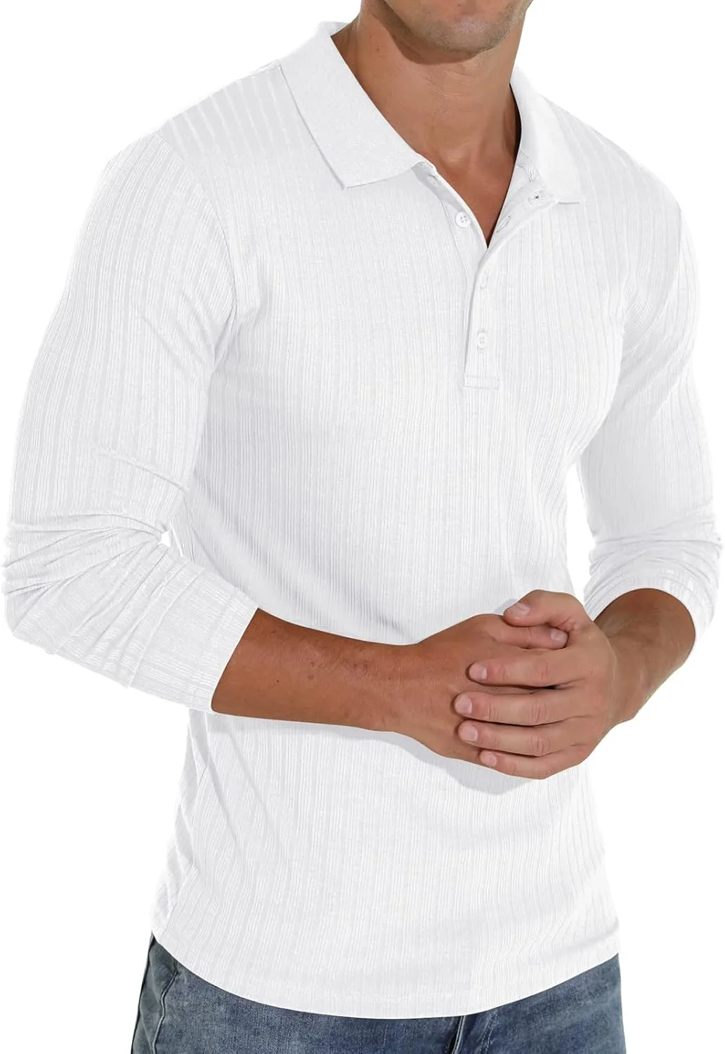 Askdeer Men's Polo Shirts Long/Short Sleeve Slim Fit Casual Shirts Classic Stretch Polo T Shirt Golf Shirts