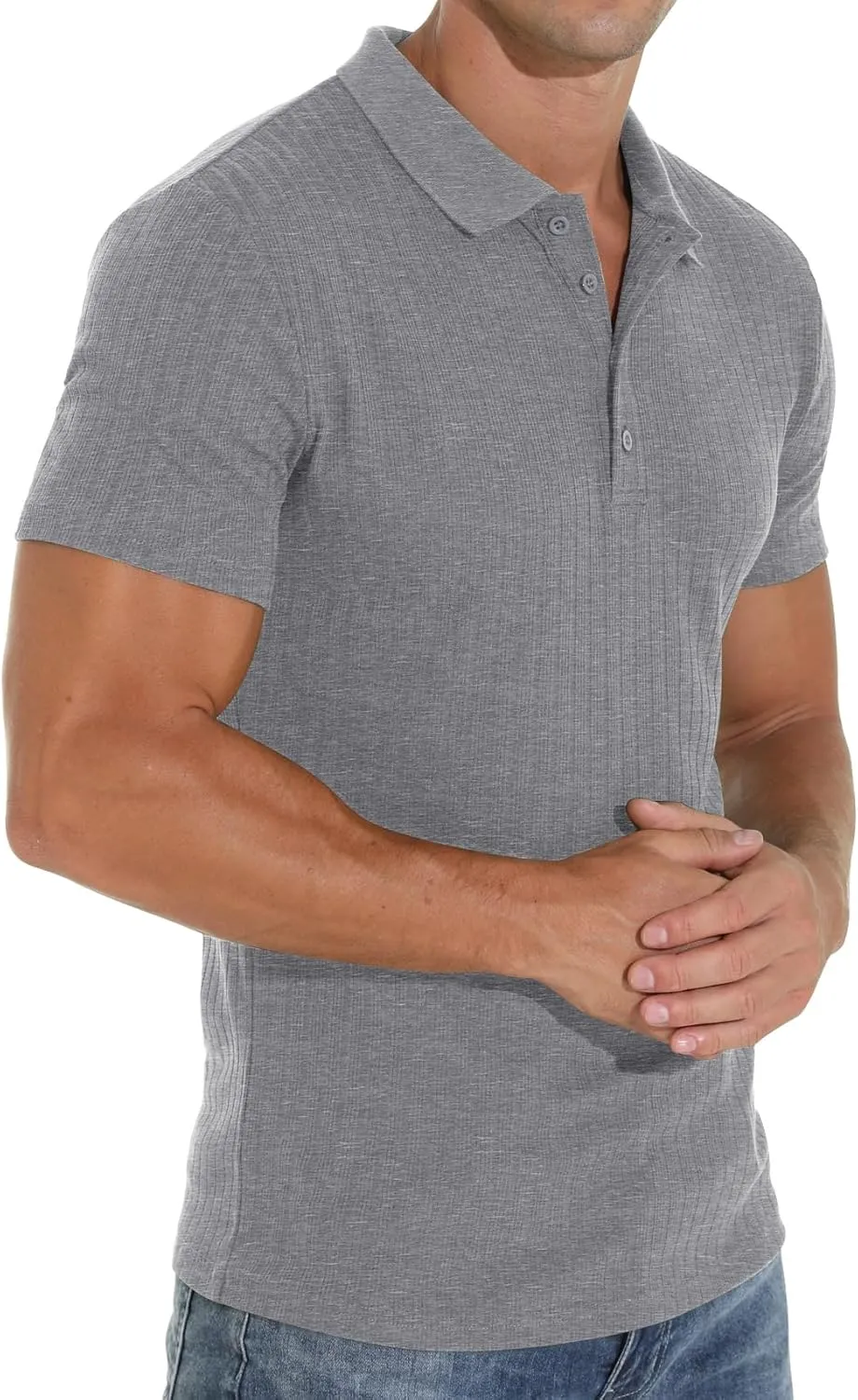 Askdeer Men's Polo Shirts Long/Short Sleeve Slim Fit Casual Shirts Classic Stretch Polo T Shirt Golf Shirts