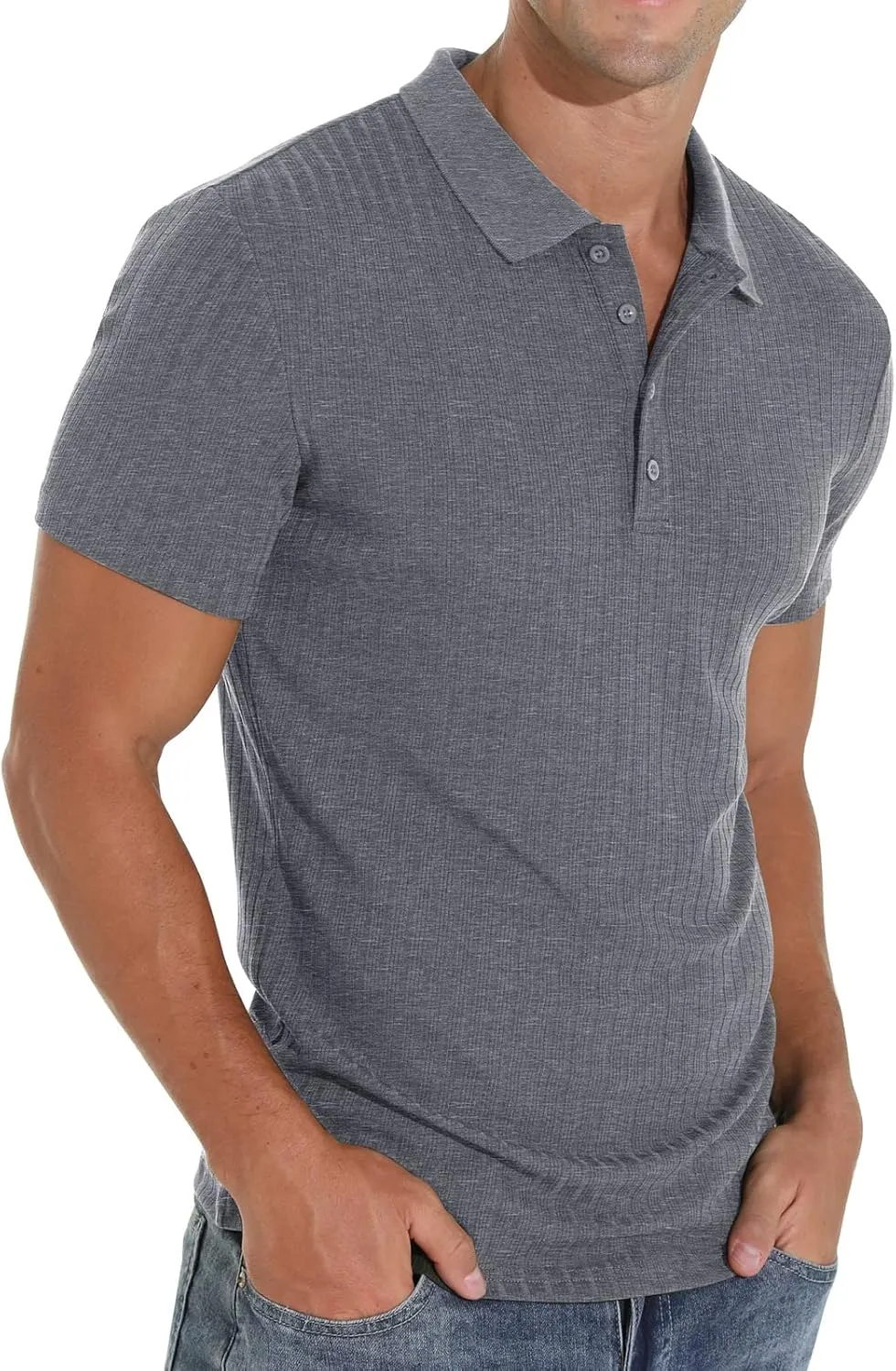Askdeer Men's Polo Shirts Long/Short Sleeve Slim Fit Casual Shirts Classic Stretch Polo T Shirt Golf Shirts
