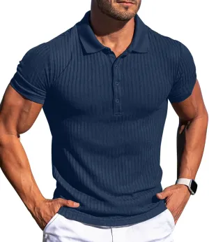 Askdeer Men's Polo Shirts Long/Short Sleeve Slim Fit Casual Shirts Classic Stretch Polo T Shirt Golf Shirts